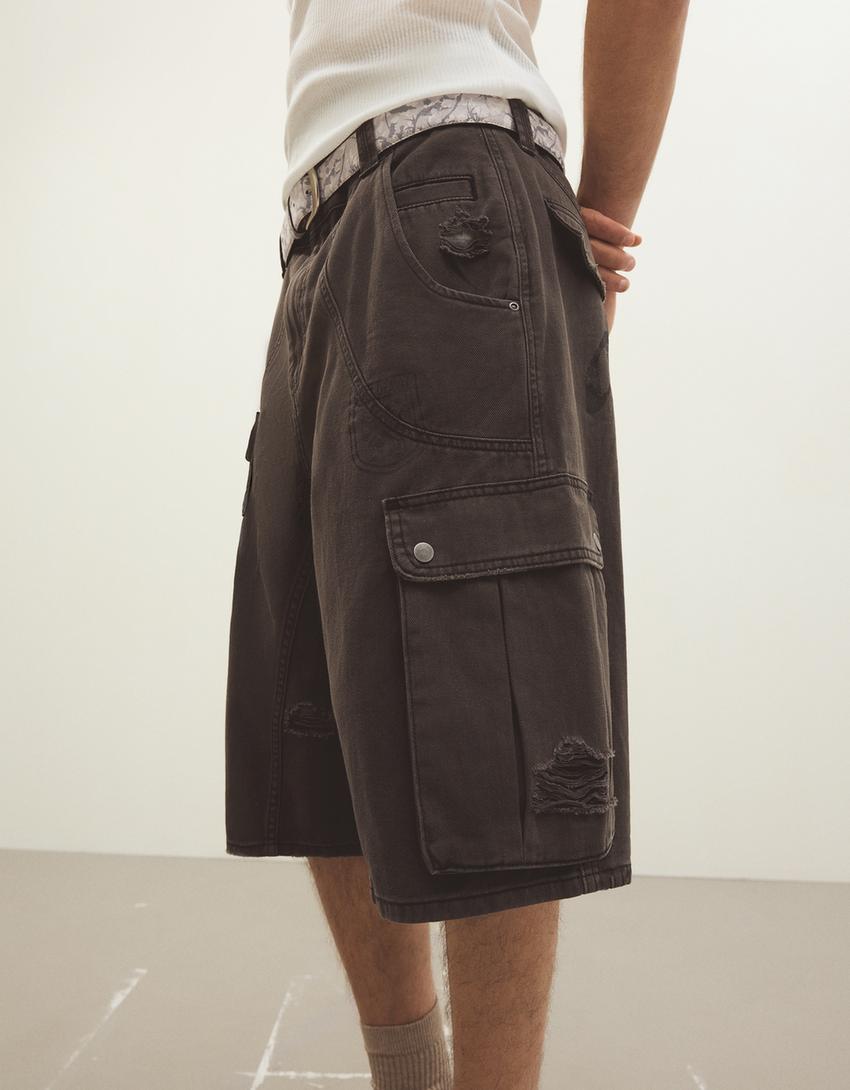 Skater cargo Bermuda shorts-Grey