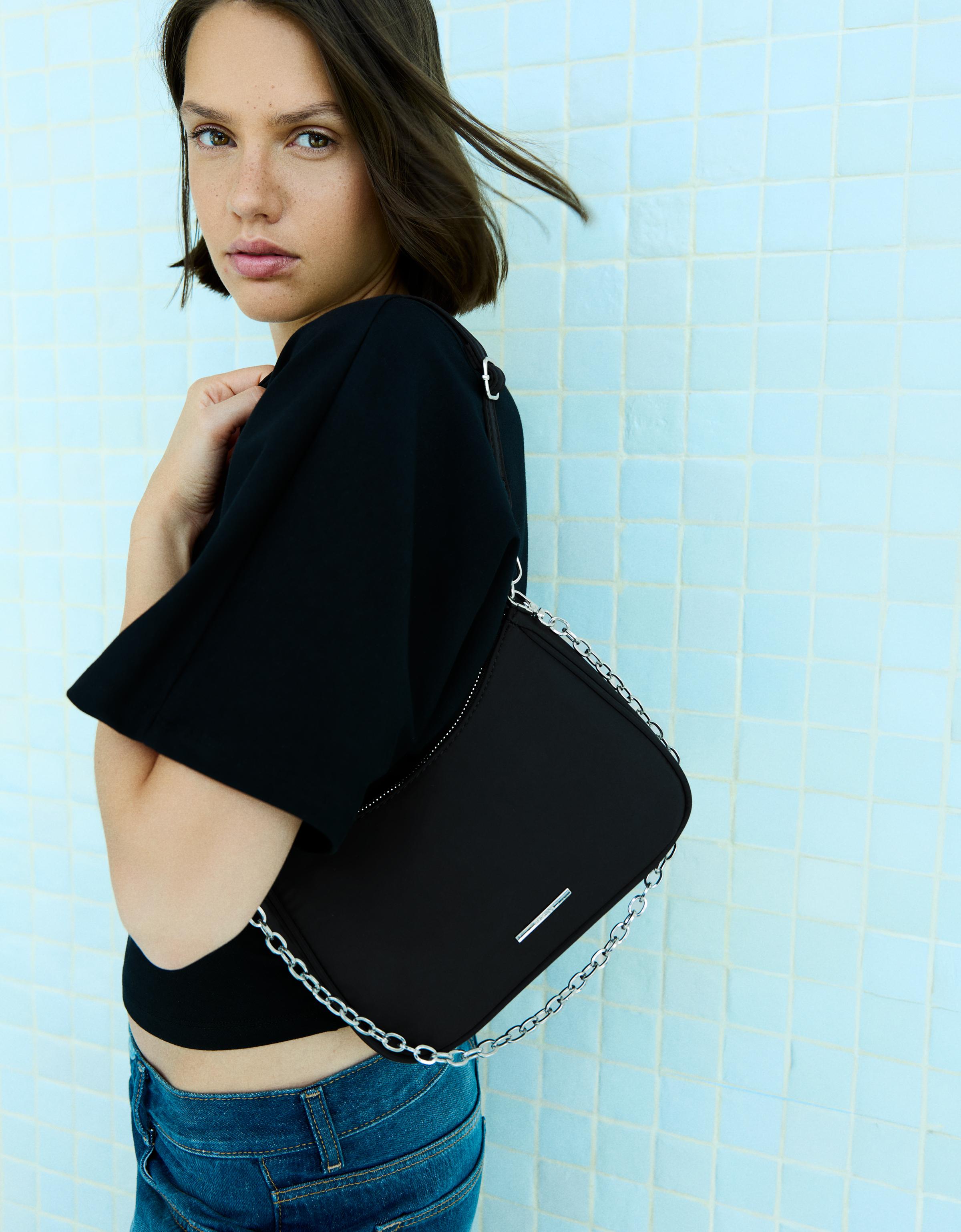 Satin chain bag — Black