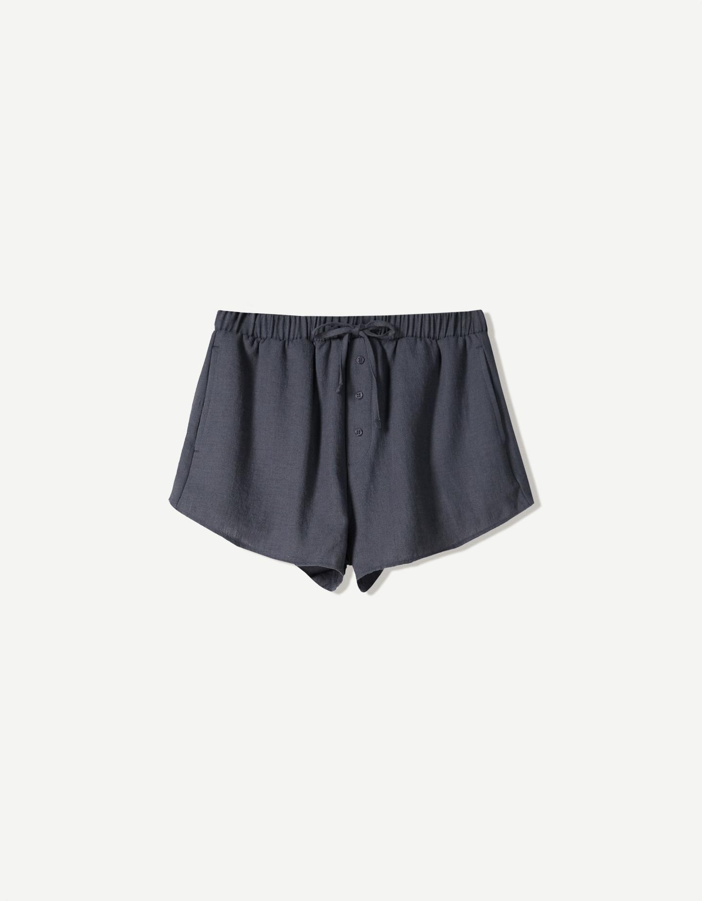 Bershka Short Rústico Mujer Xs Gris Oscuro