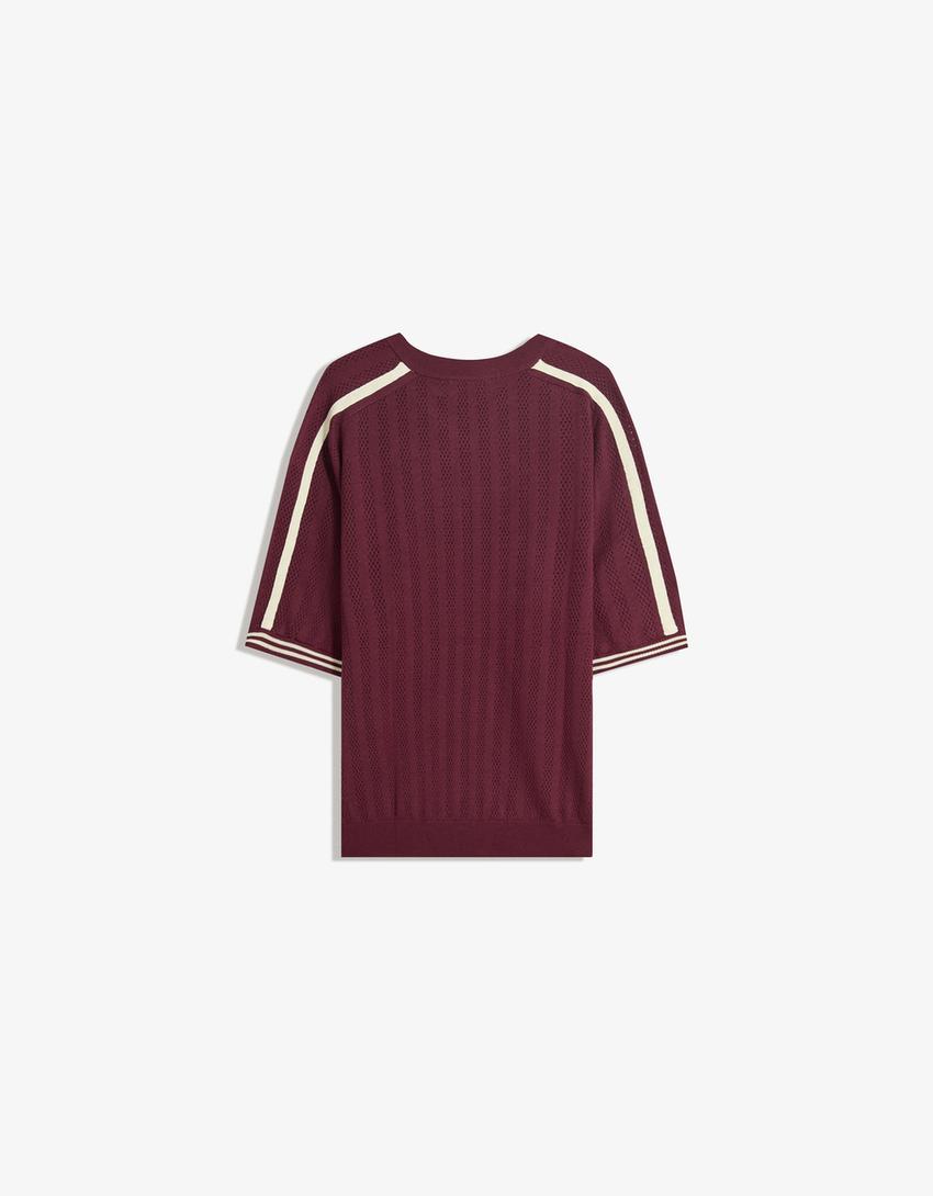 Kısa kollu spor tişört-Bordo-5