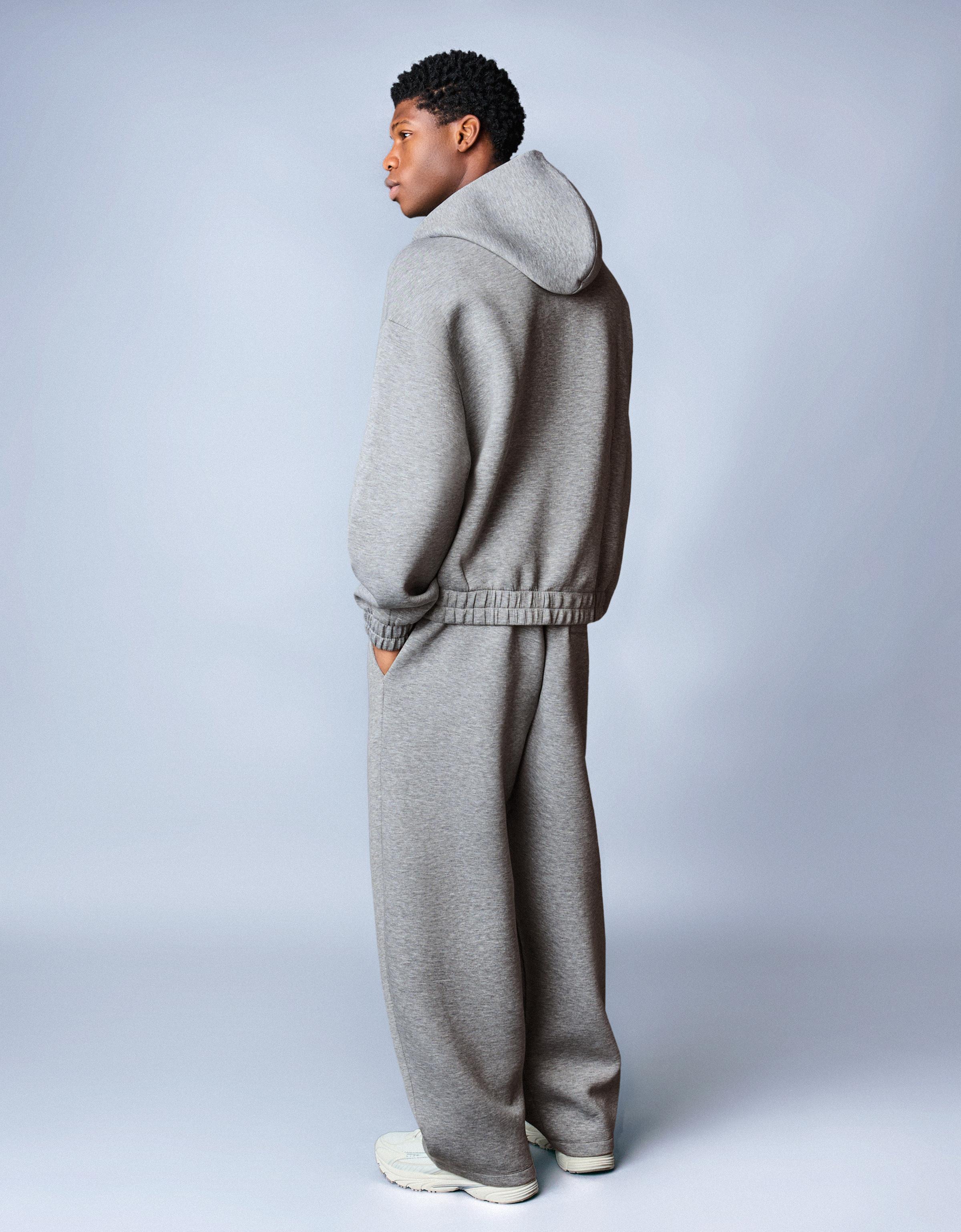 Fermuarlı sentetik kauçuk kumaş kapüşonlu sweatshirt - Görsel 11