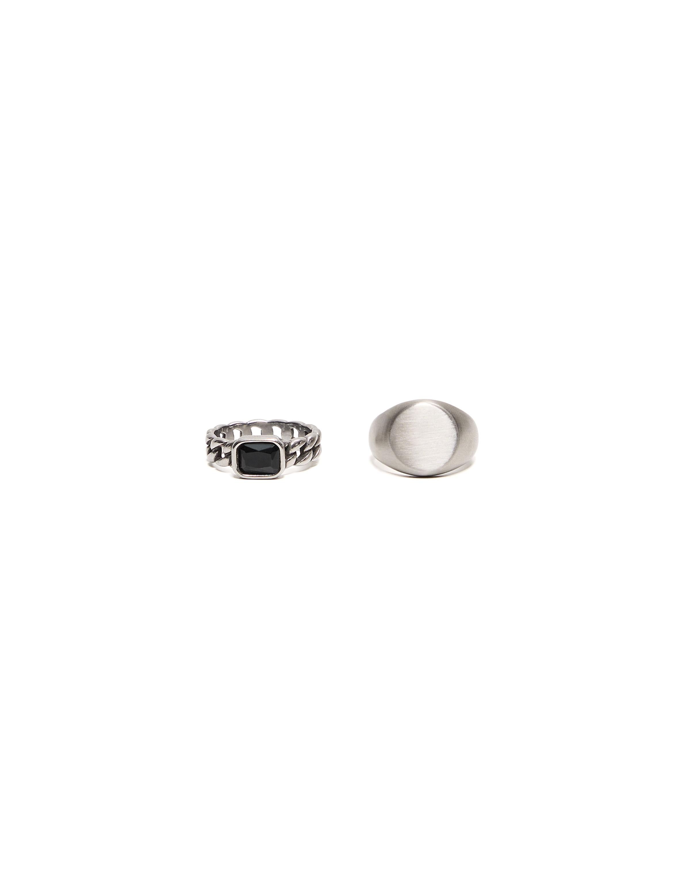 Pack of 2 stainless steel rings — Silver