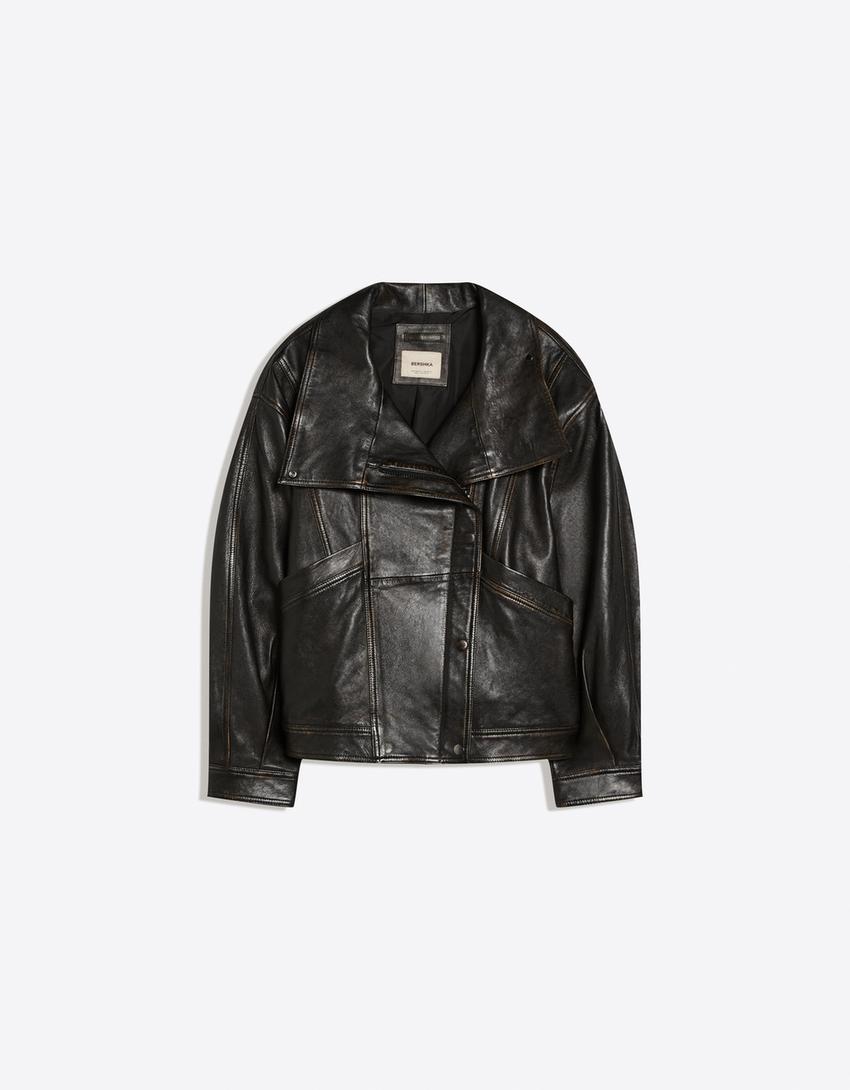 Jaqueta de couro-Preto