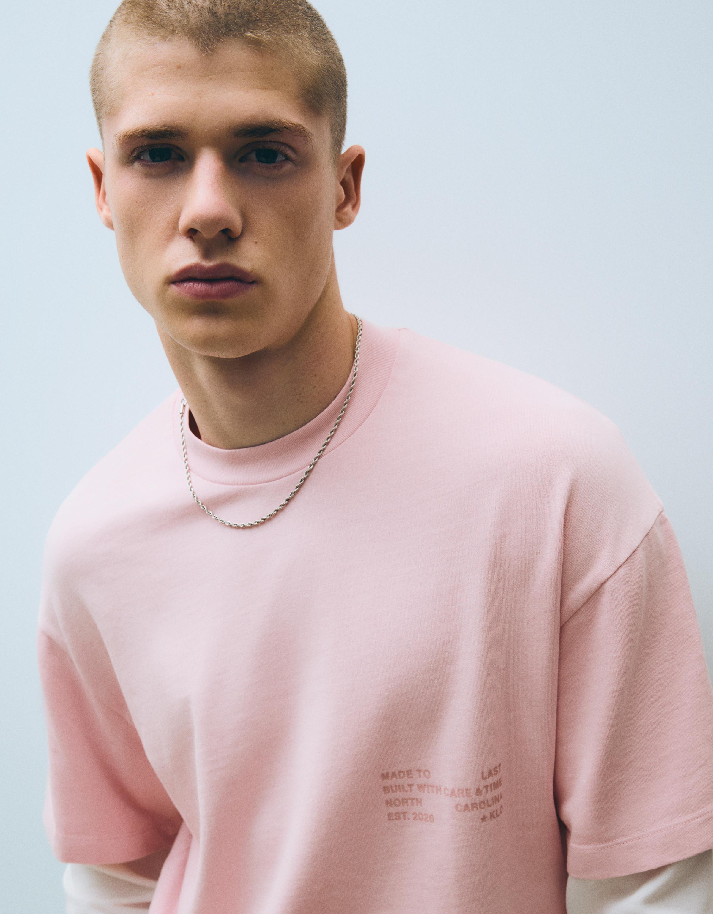 Contrast double-sleeve T-shirt — Pink