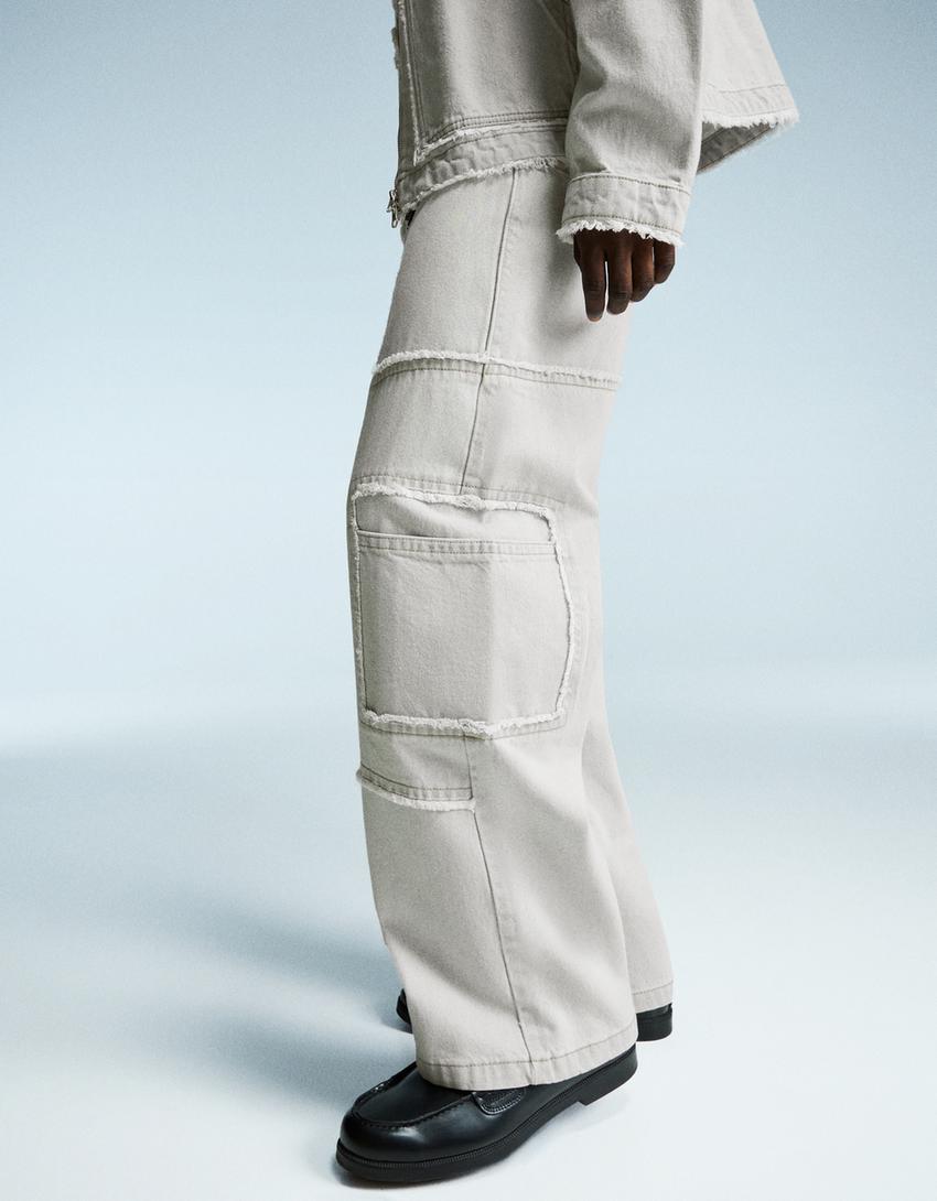 Baggy jeans with fringing-Grey