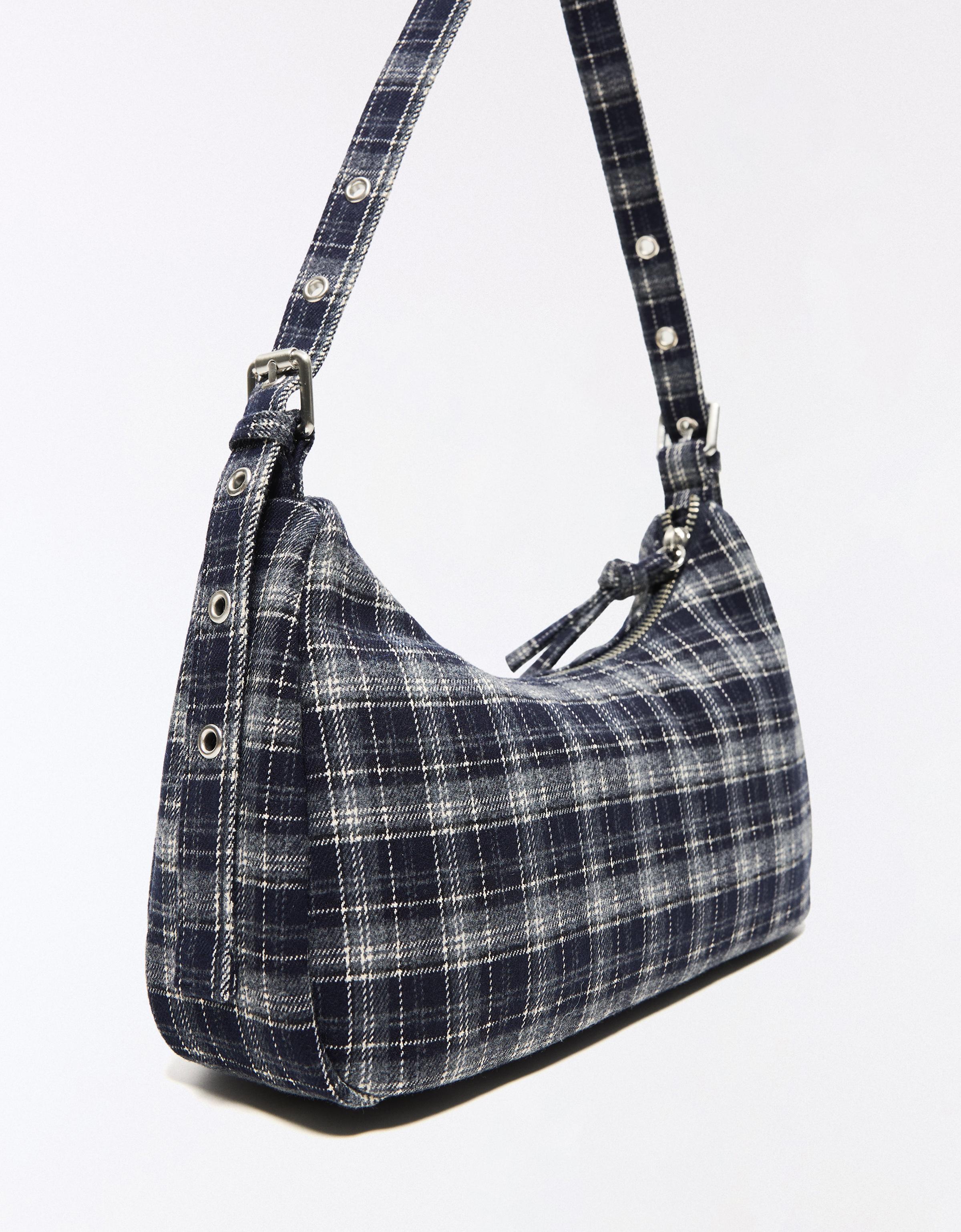 Multi-pocket checked bag — Navy