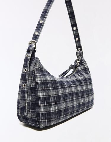 Multi-pocket checked bag — Navy 2