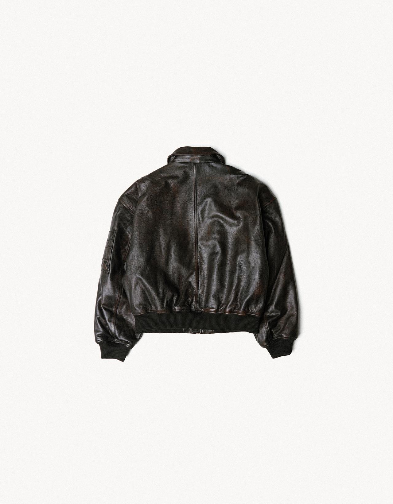 Leather bomber jacket ARIES X BERSHKA — Brown