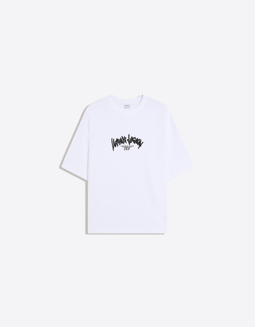 Camiseta manga corta print-Blanco roto