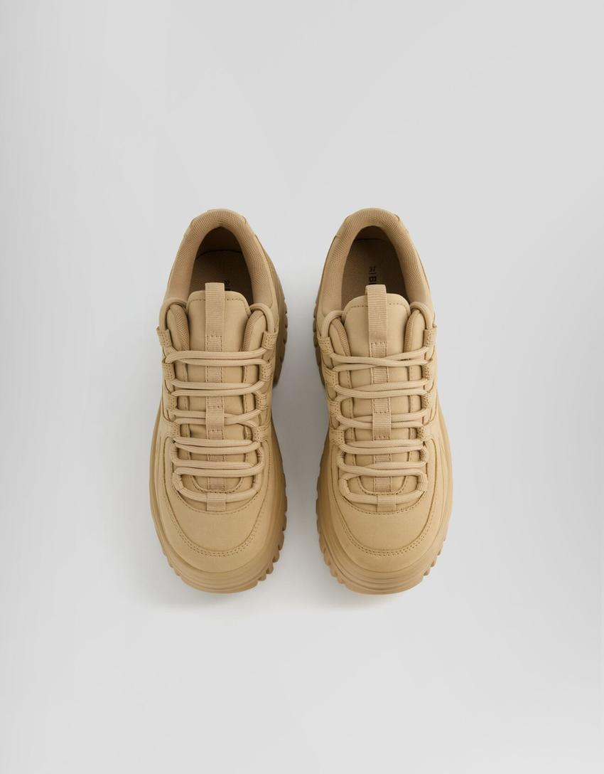 Multi-piece chunky sole trainers-CAMEL