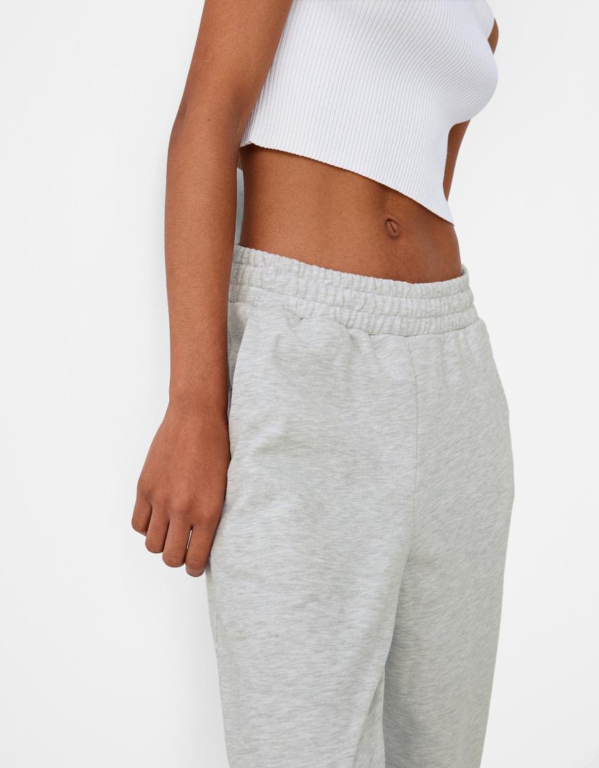 Wide leg plush trousers-Grey-5