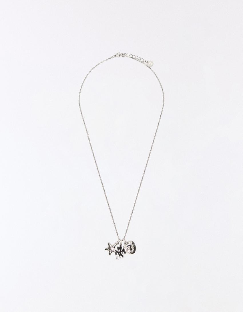 Steel pendant necklace-Silver