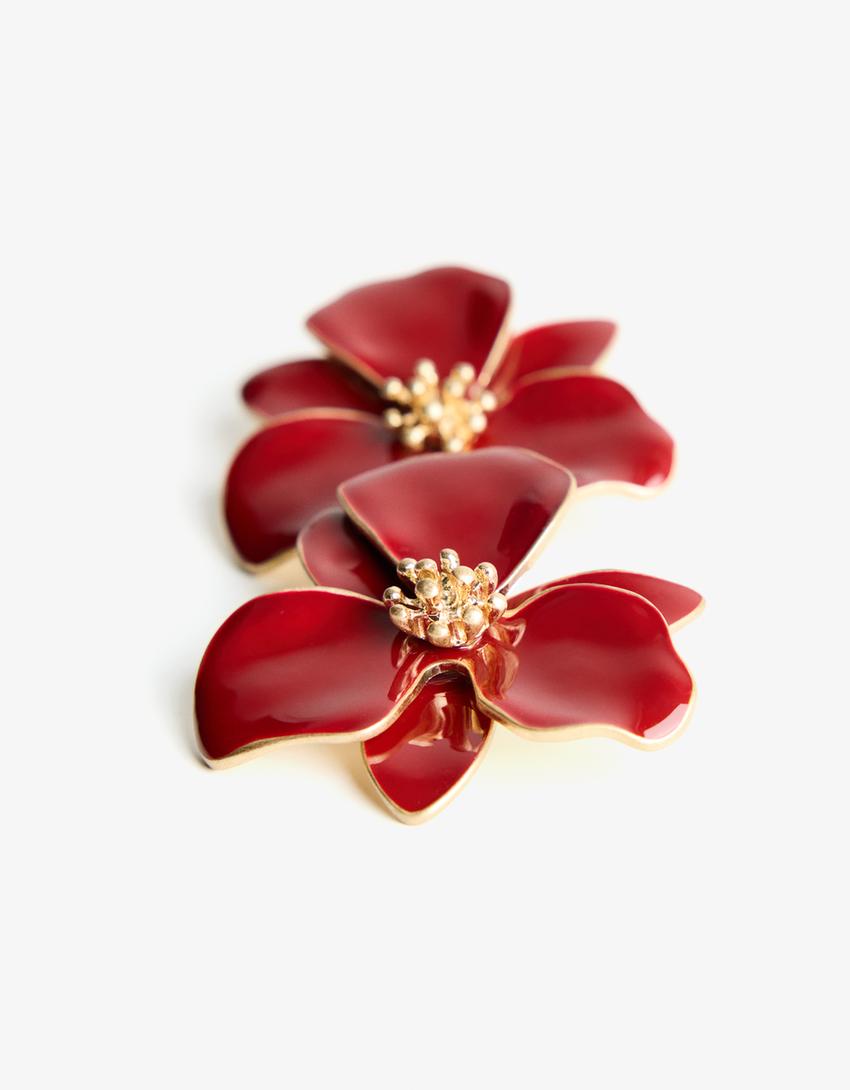 Flower earrings-Burgundy