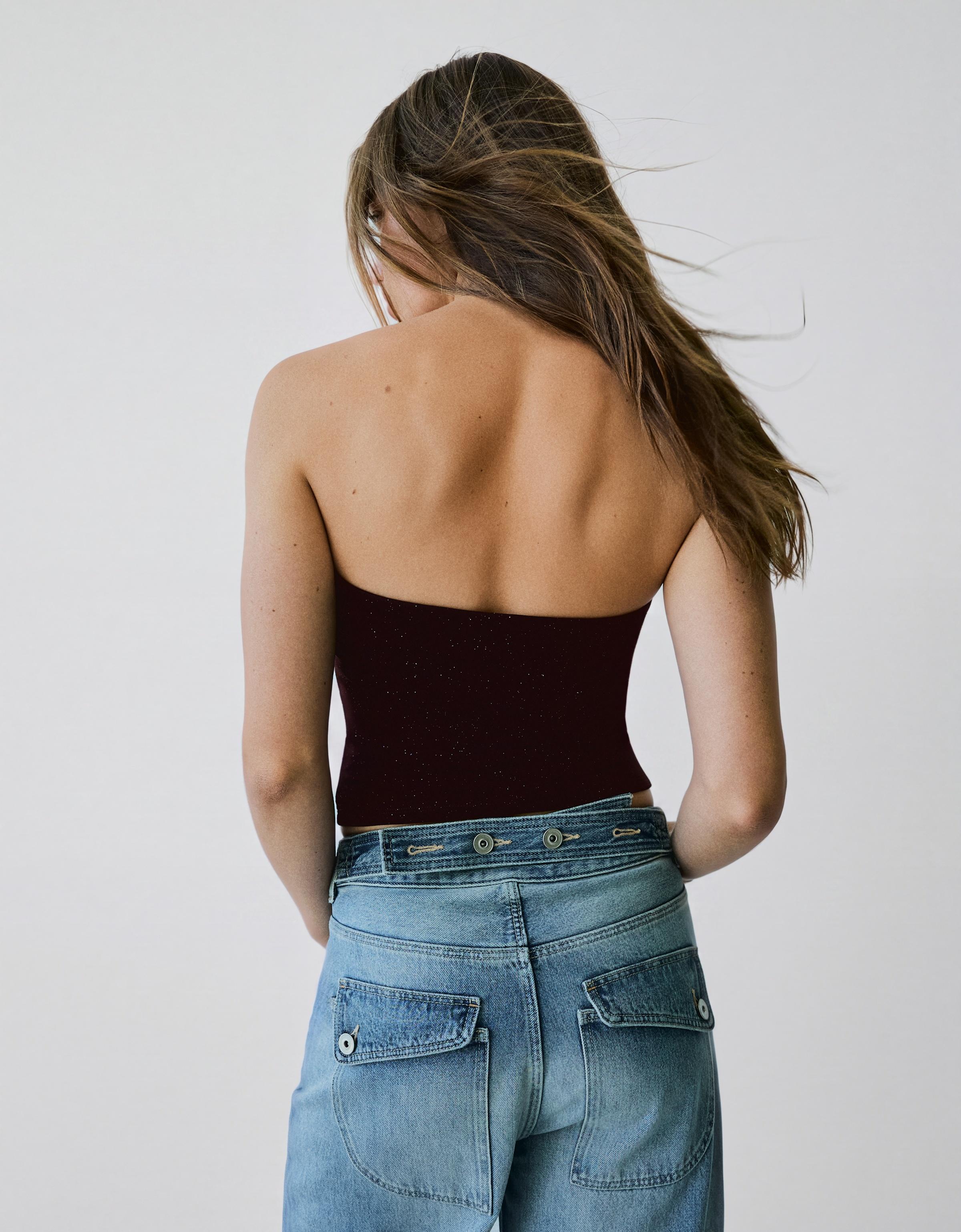Shimmery bandeau top — Burgundy