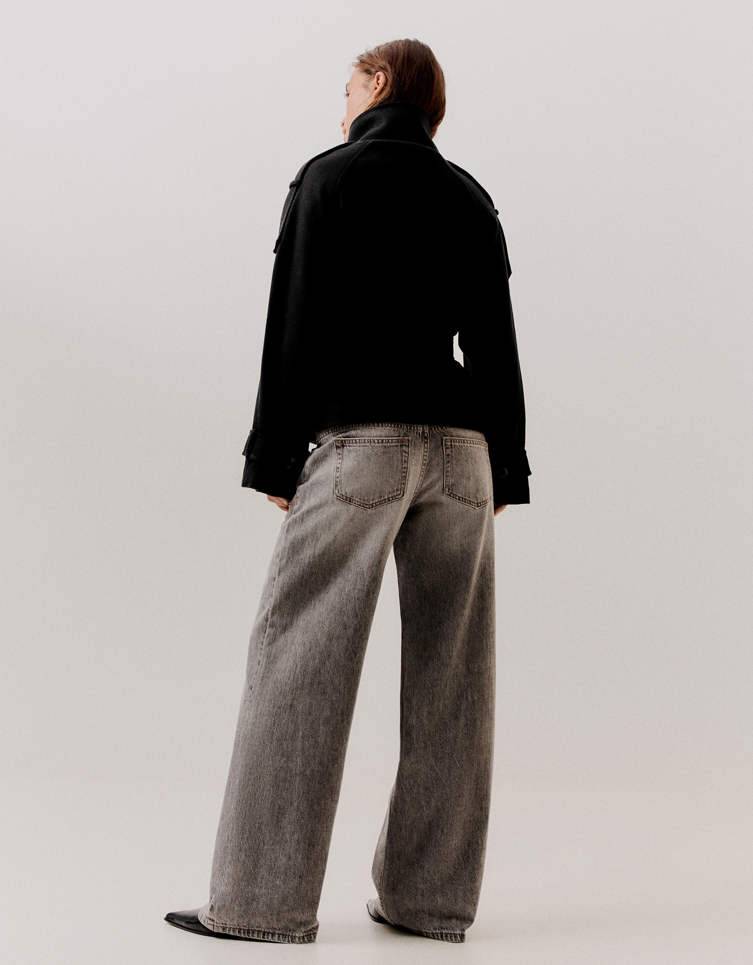 Funnel neck trench jacket — Black