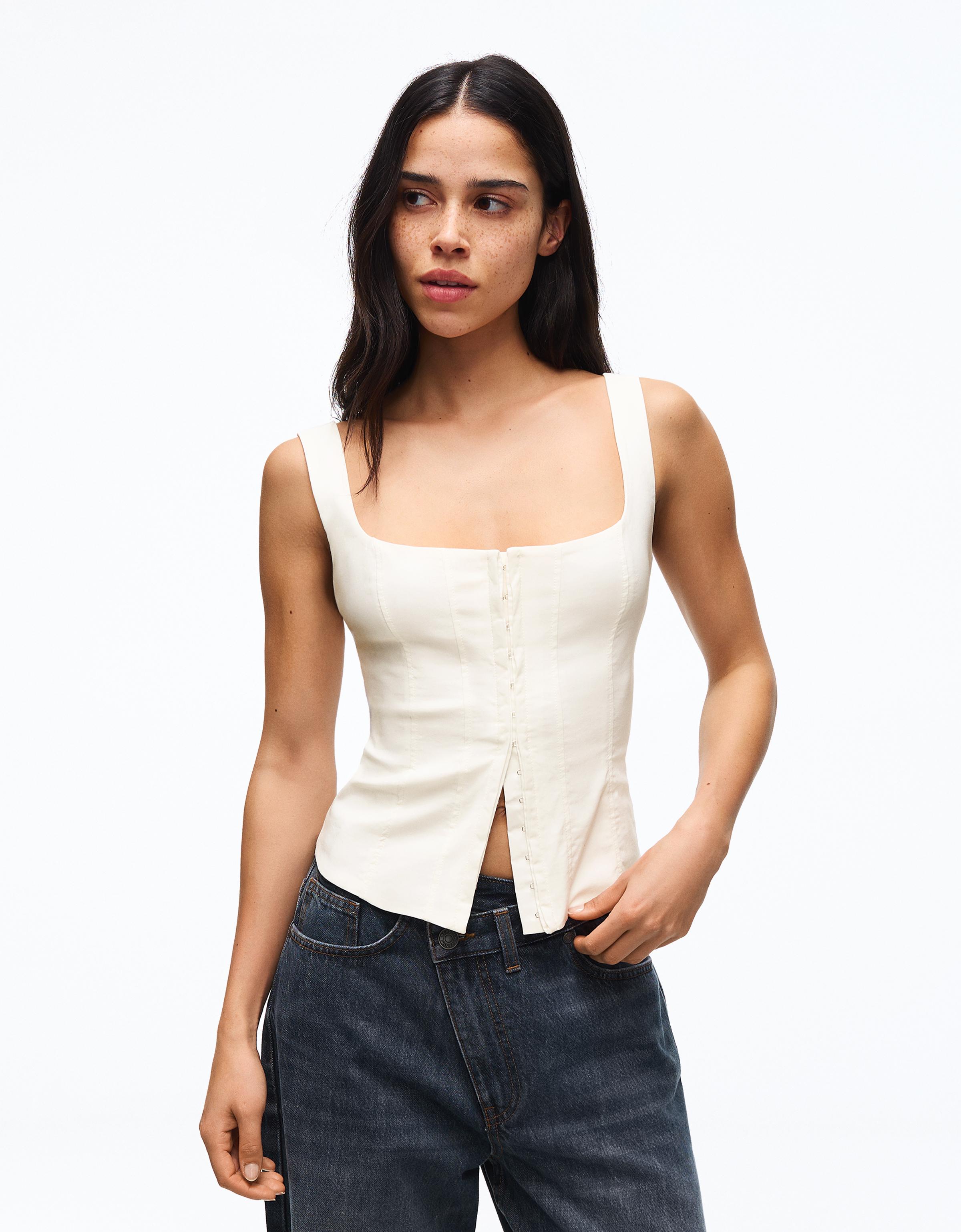 Bengaline corset top — White