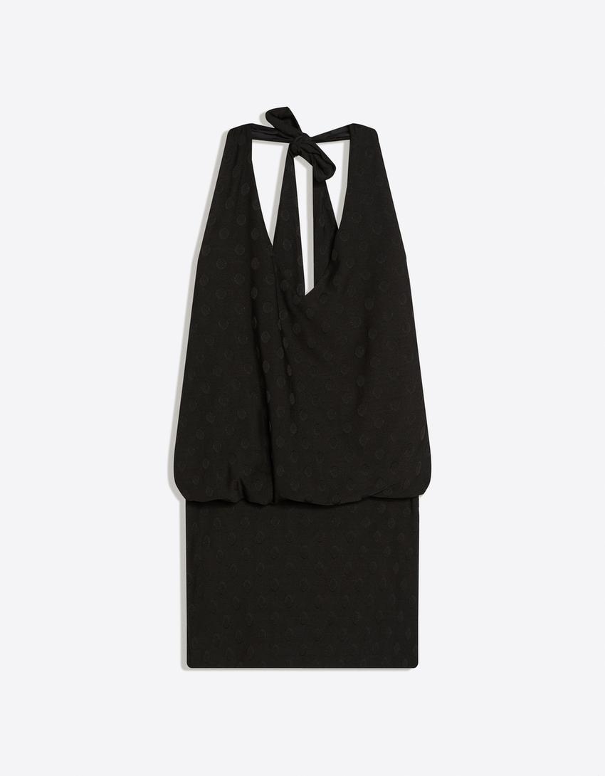 Vestido mini lunares-Negro