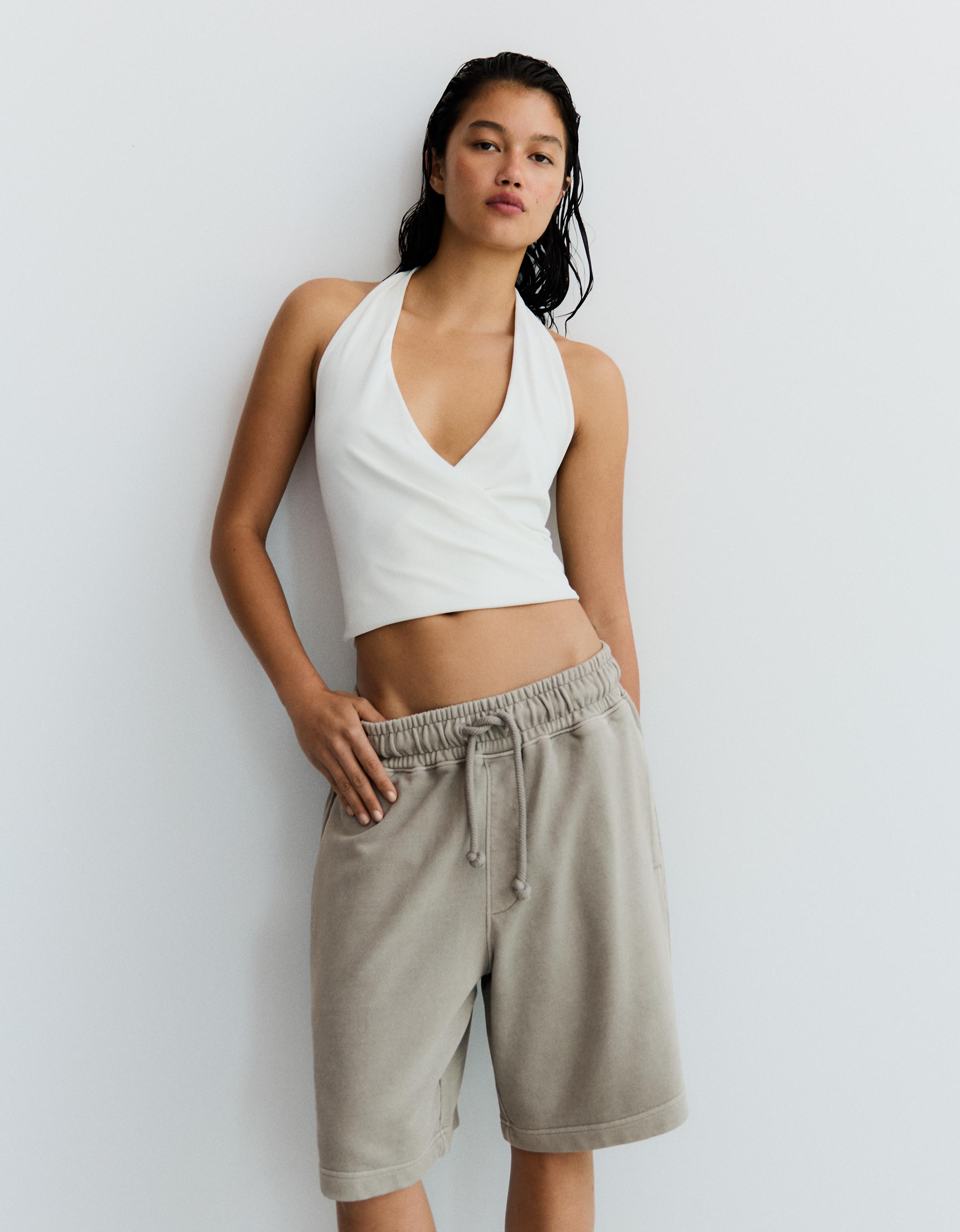 Boxy print Bermuda shorts — Grey