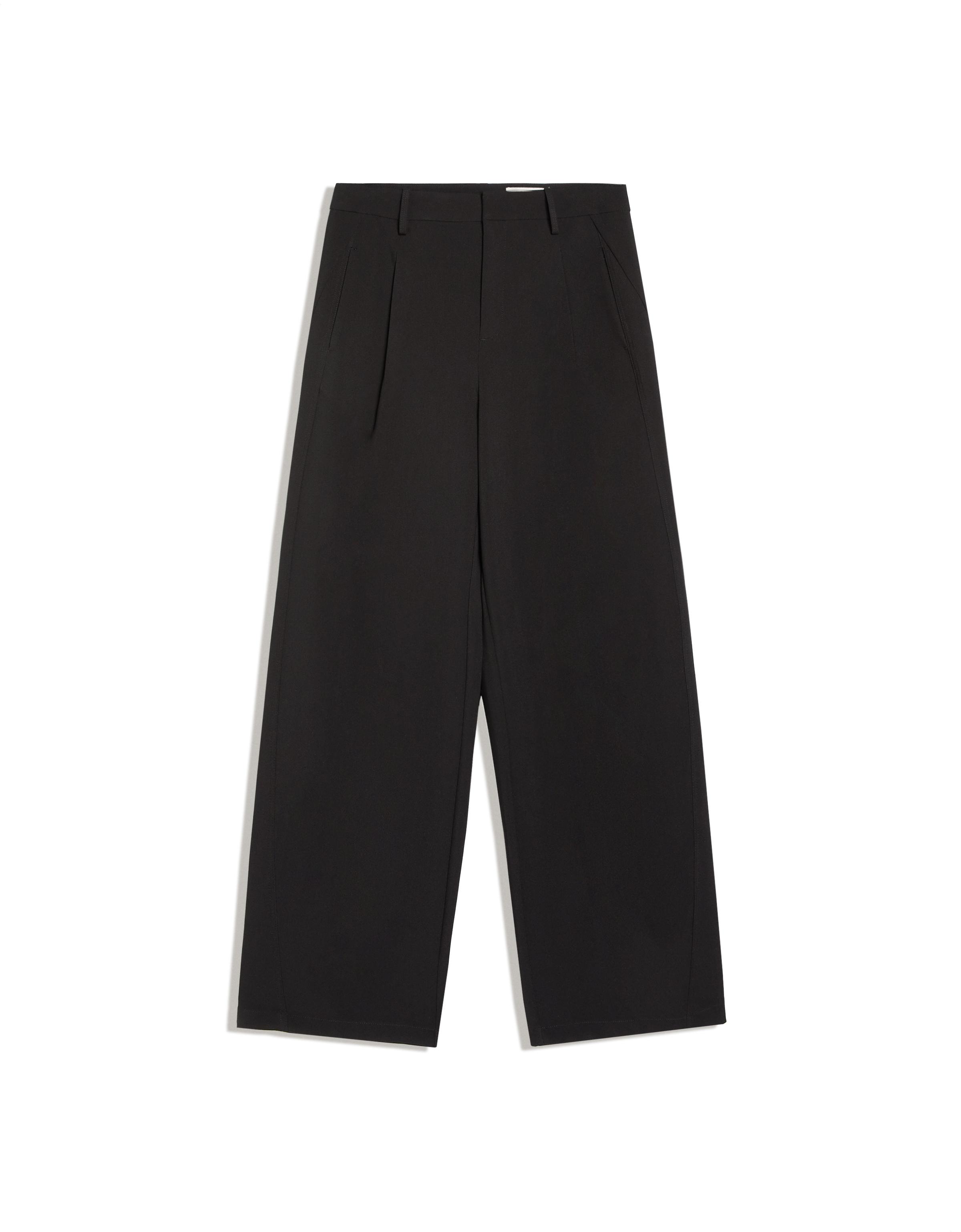 Double-fabric darted trousers — Black