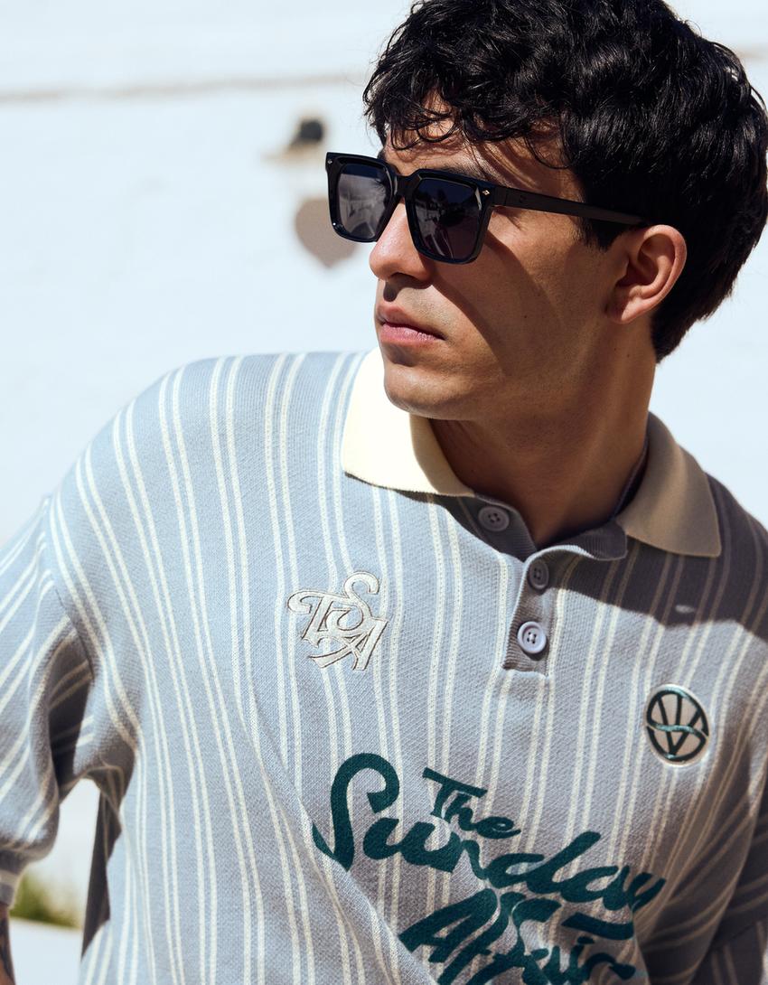 Short sleeve sports polo shirt-Light blue