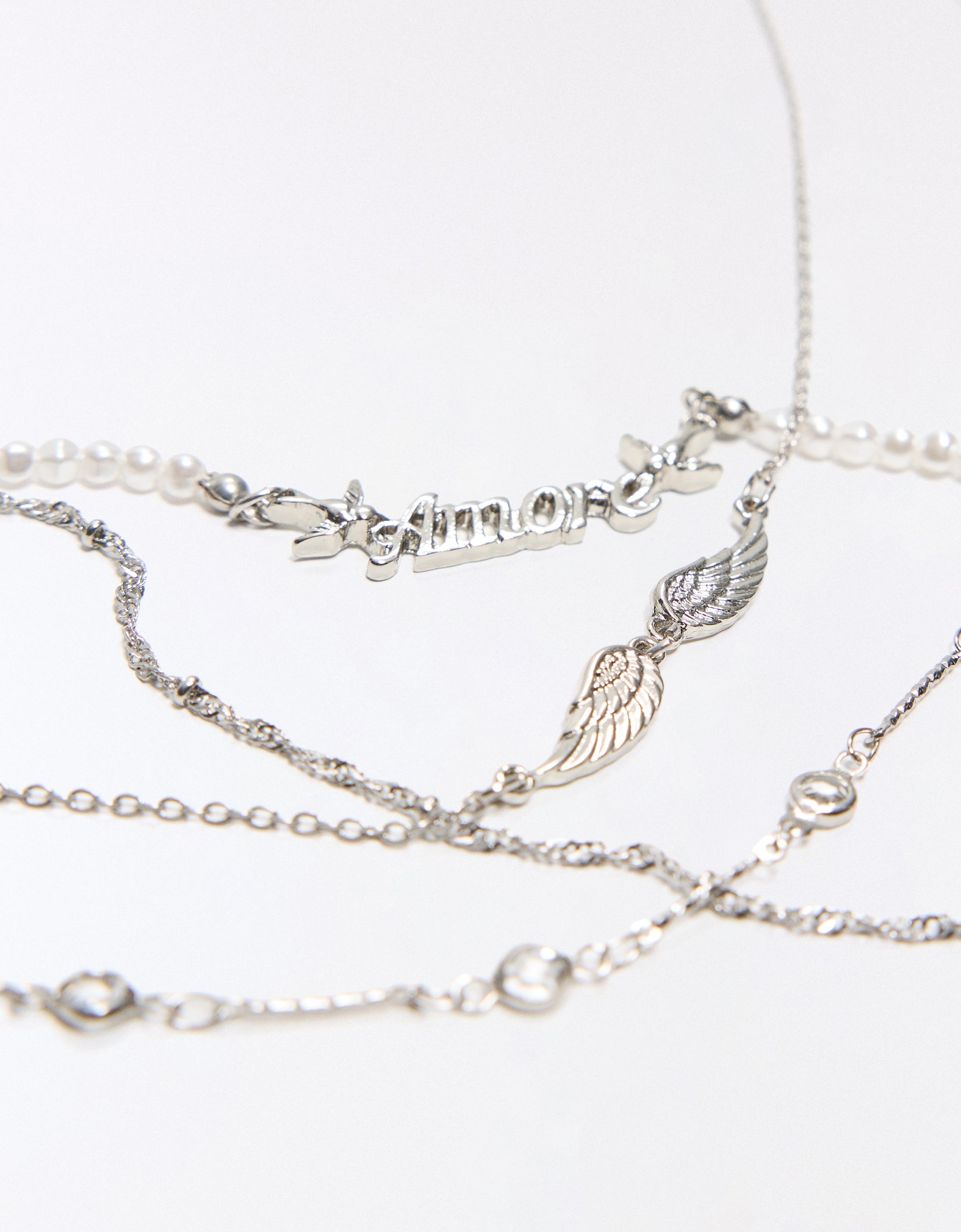 Wing necklace pack — Silver