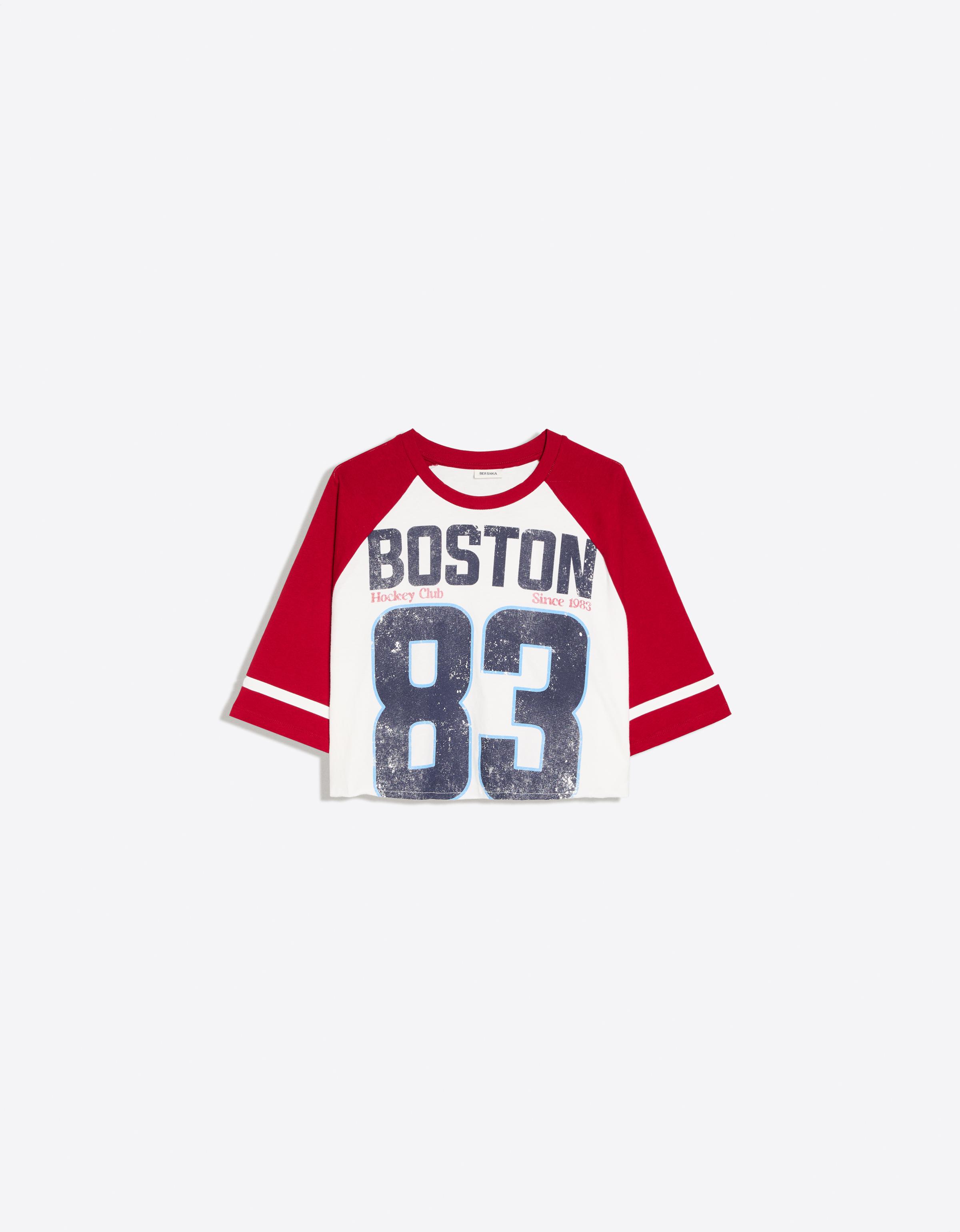 Short sleeve raglan print T-shirt — White
