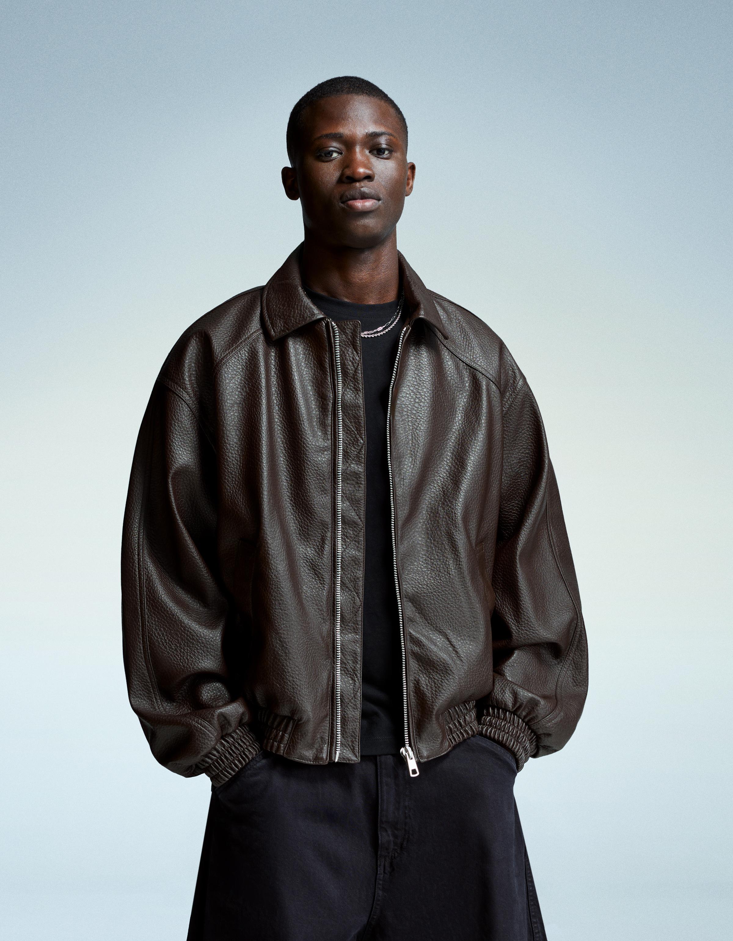 Bershka ジャケット Leather effect jacket - Jackets and coats - Men | Bershka