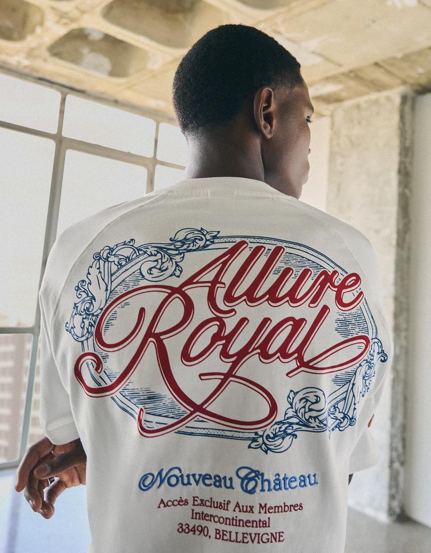 Short sleeve raglan print T-shirt-Off white