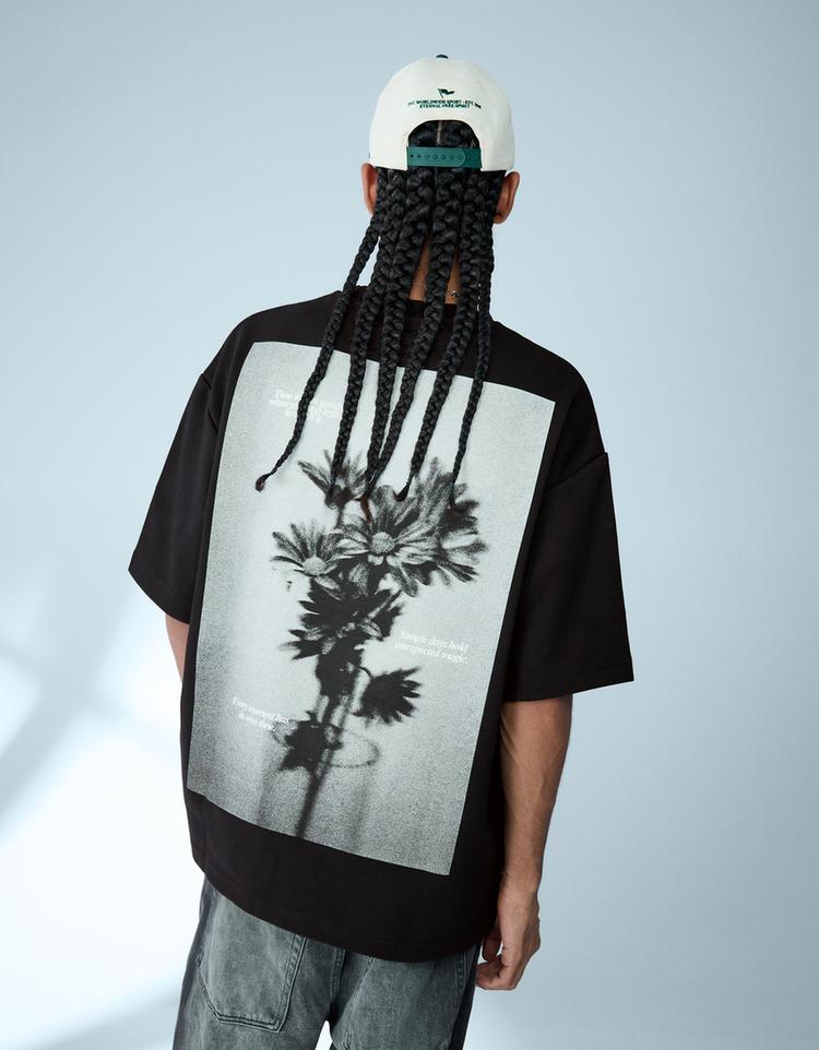 Kısa kollu baskılı sweatshirt