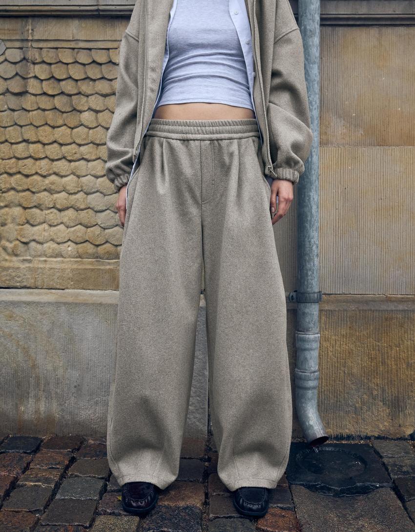Set aus Jacke und Barrel-Hose mit Woll-Effekt-Set aus Jacke und Barrel-Hose mit Woll-Effekt