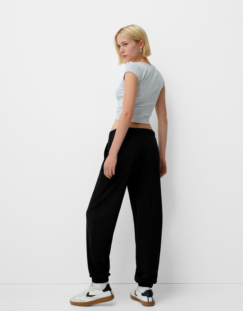 Pantalon jogger en molleton-Noir-2