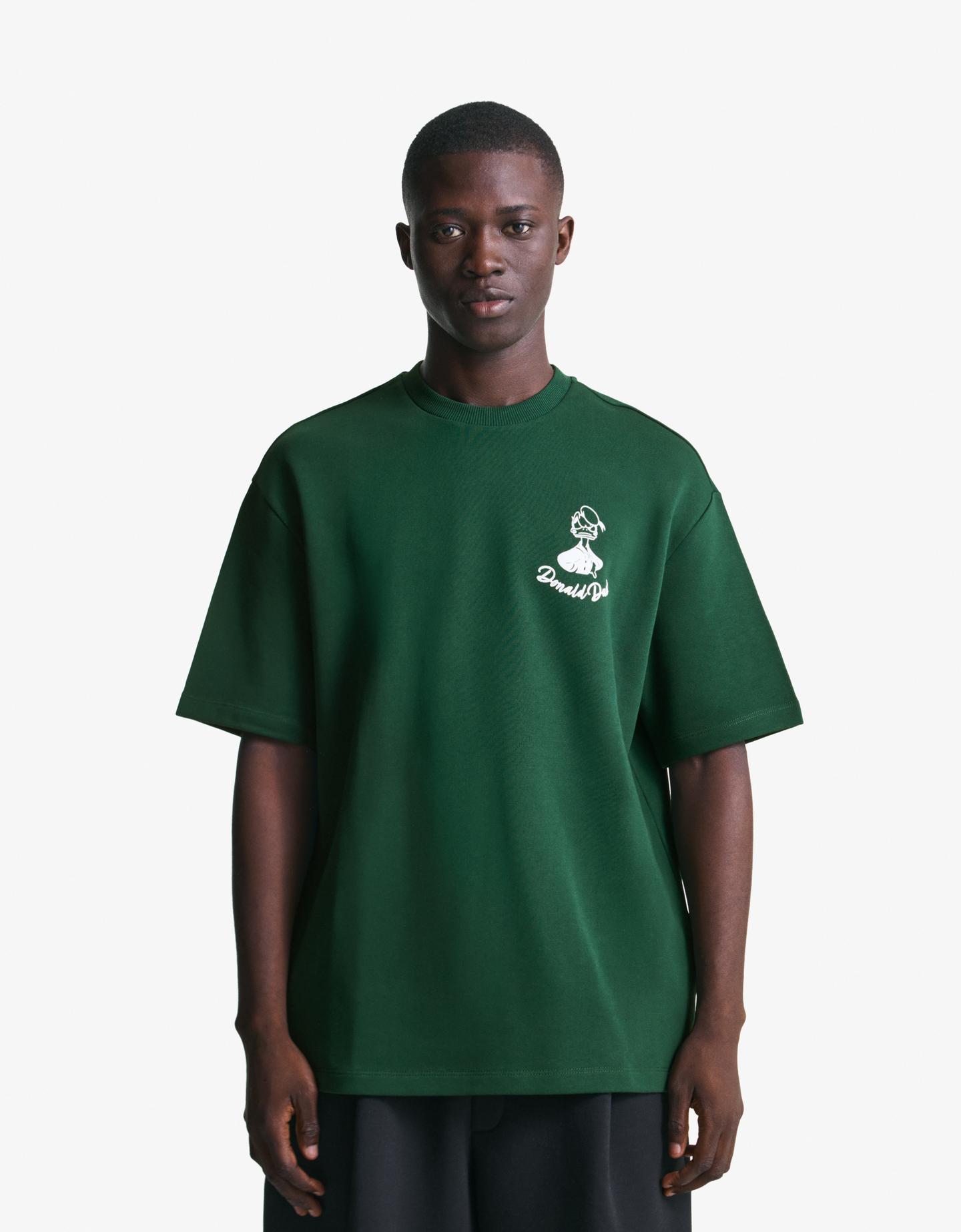 Bershka Maglietta In Felpa A Maniche Corte Stampa Uomo S Verde