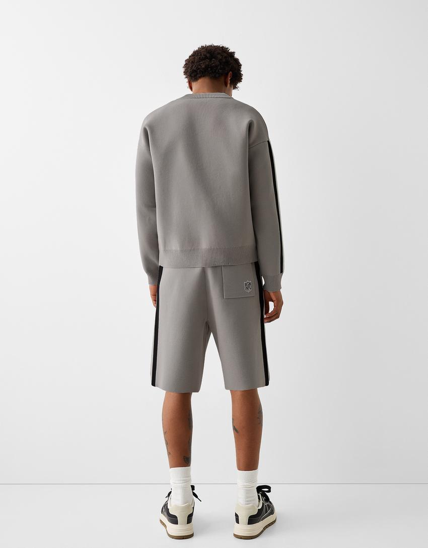 سويتر بطبعة رقعة NFL-رمادي-2