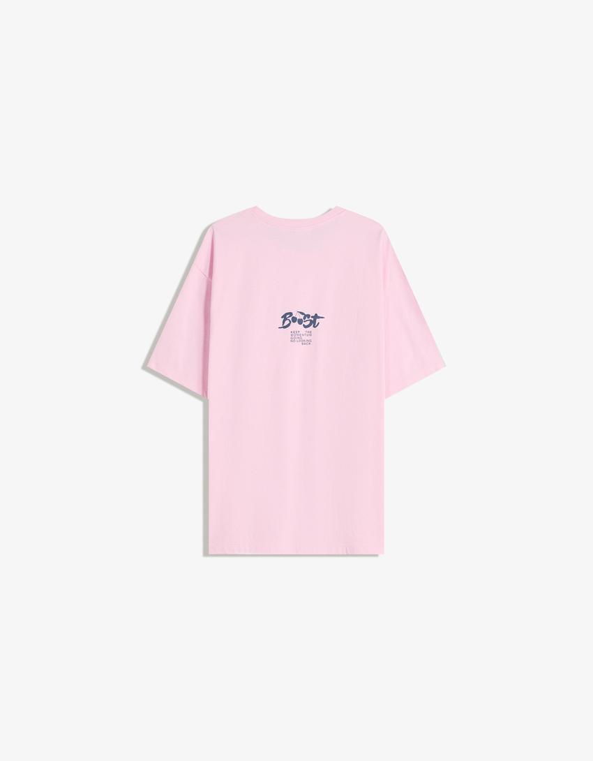 T-shirt manches courtes imprimé-Rose-5