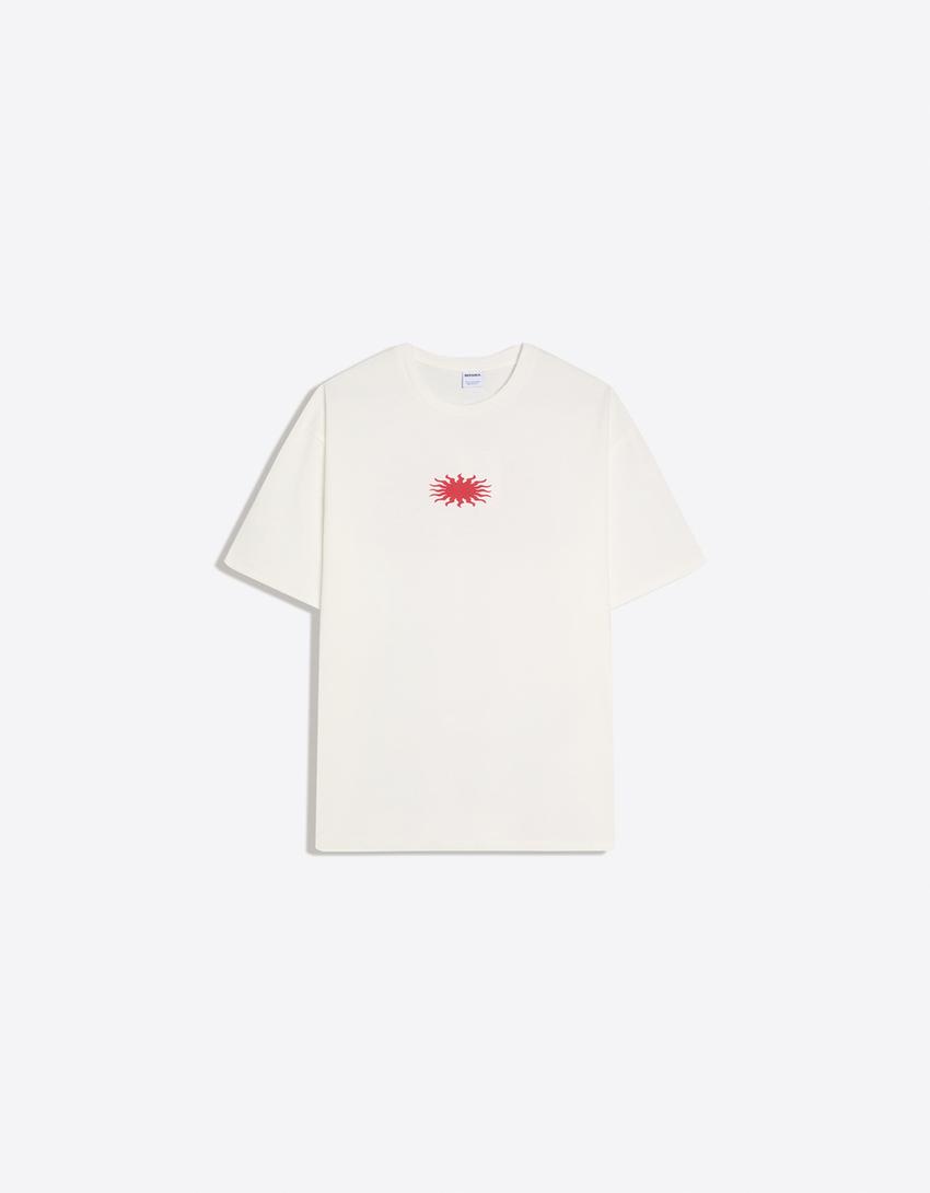 Boxy fit print T-shirt-Off white
