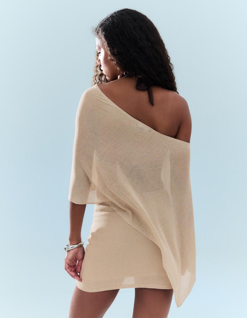 Shimmery knit cape and skirt set-Shimmery knit cape and skirt set