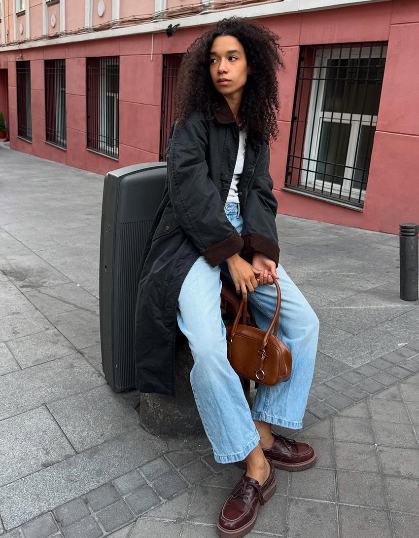 Manteau effet enduit col contrastant-Kaki