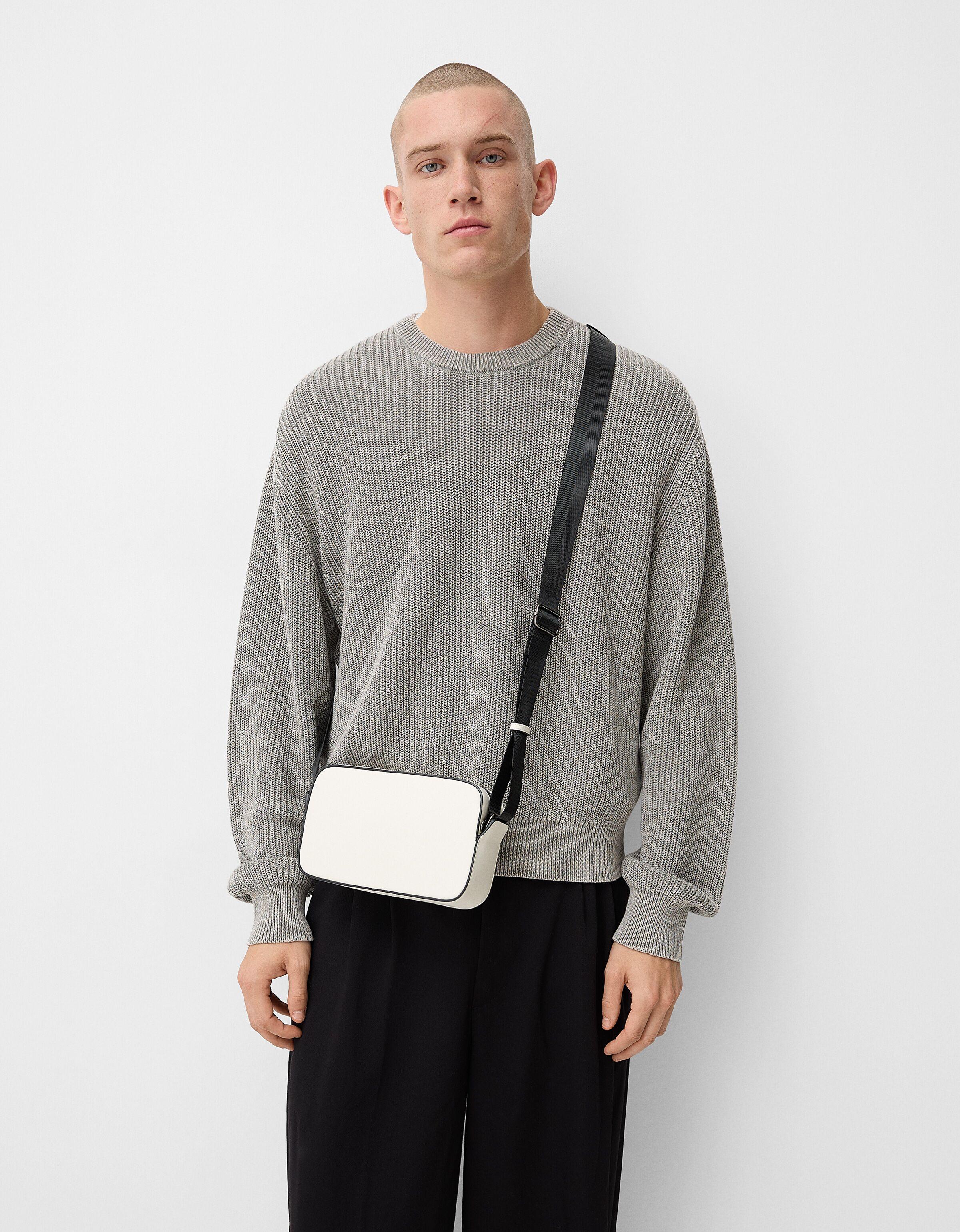 Bershka Starre Kastenförmige Crossbody-Tasche Herren Weiss