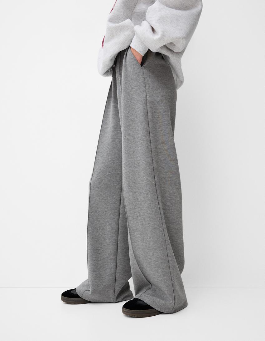 Pantalon wide leg soft-Gris foncé-3