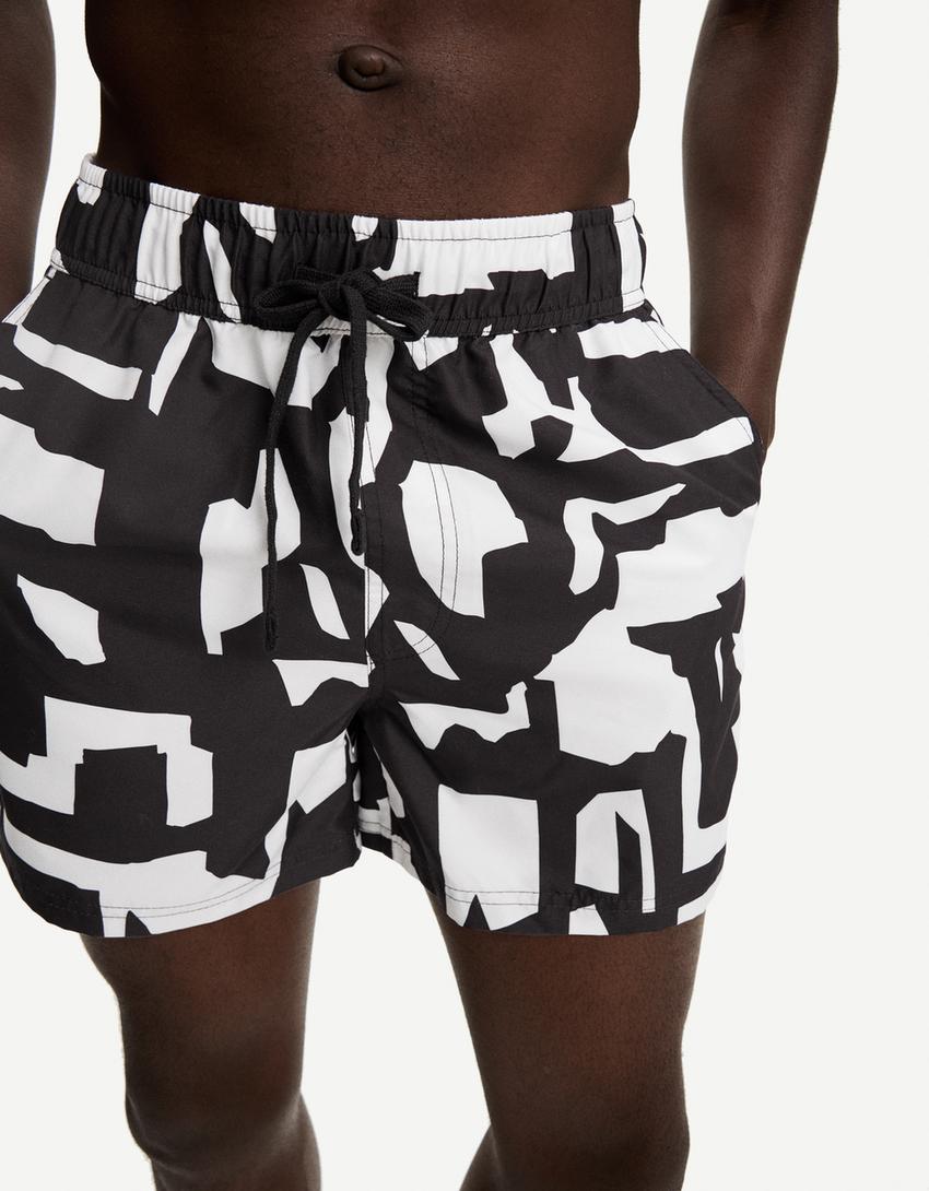 Fato de banho boxy estampado-Cinza