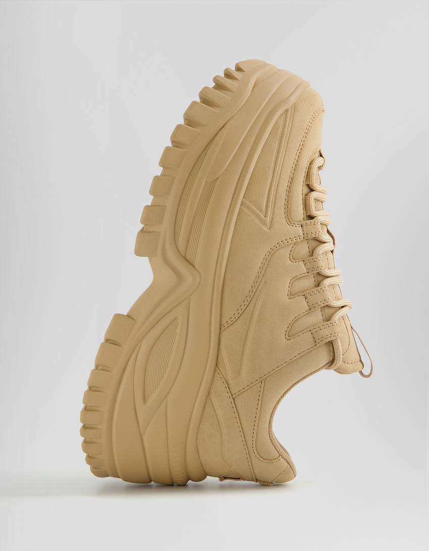 Multi-piece chunky sole trainers-CAMEL-2