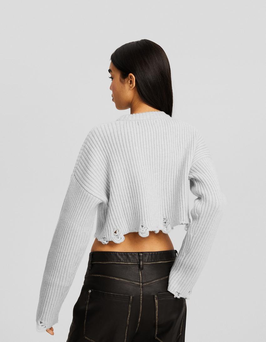 Pull déchiré-Gris-1
