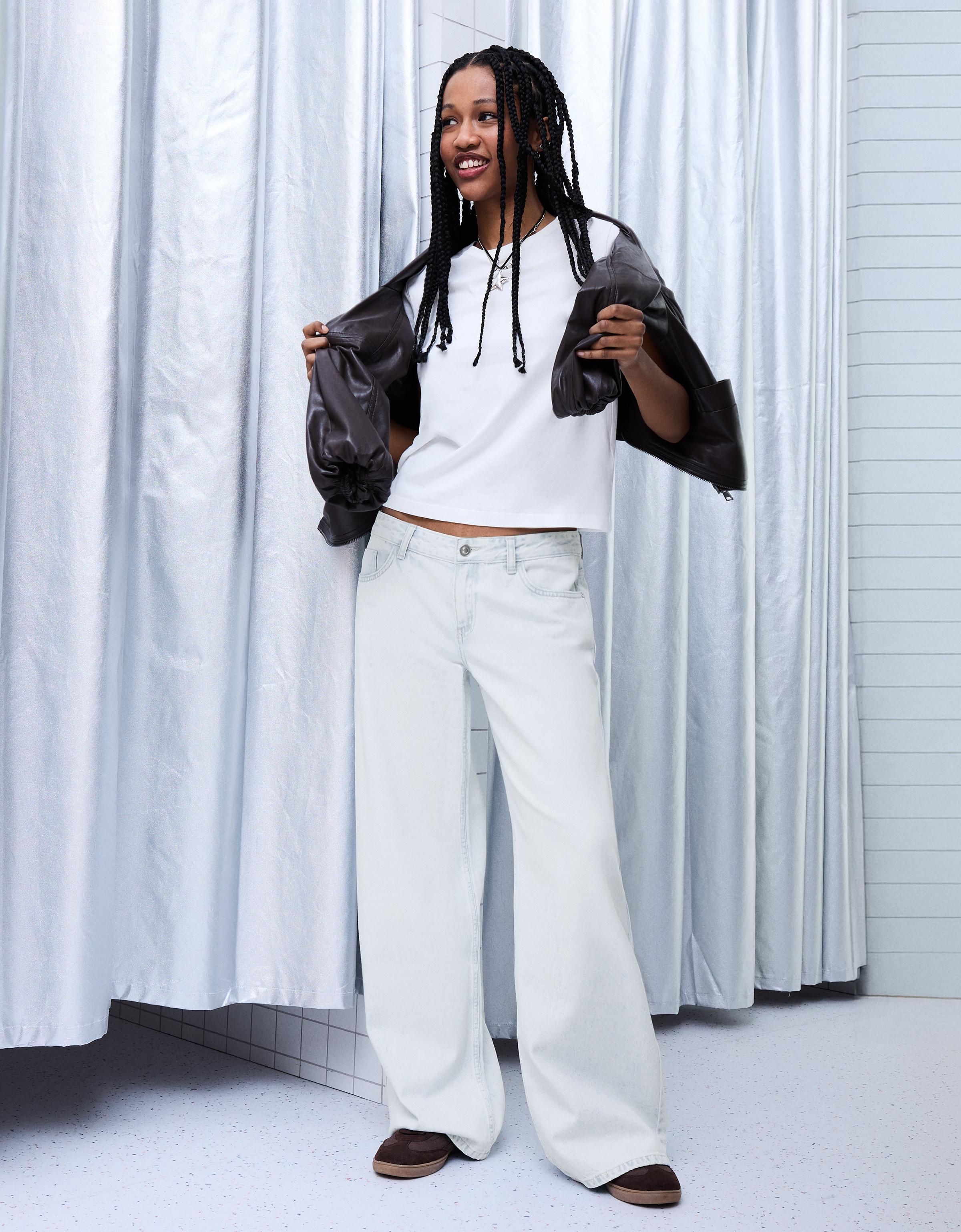 Geniş paça düşük bel jean - Görsel 92