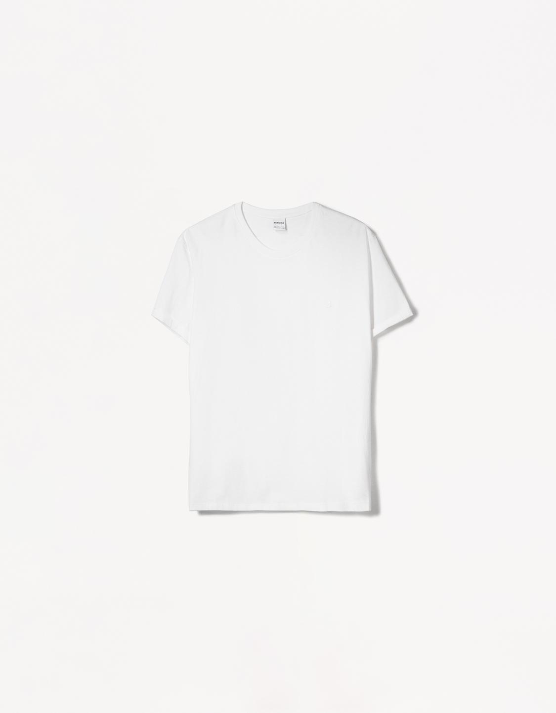 Embroidered short sleeve roll-up T-shirt