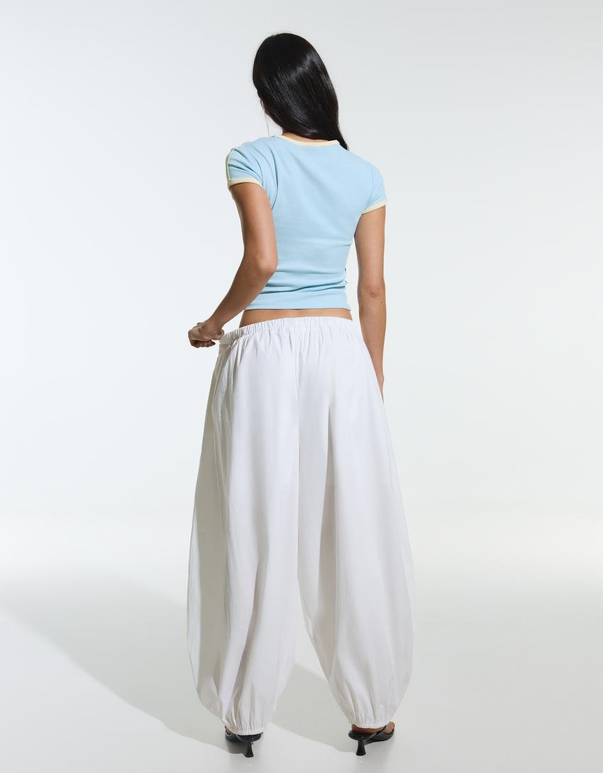 Camiseta manga corta contraste print-Azul