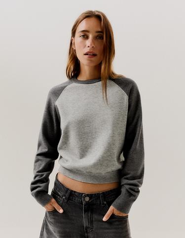 Round neck raglan jumper — Grey 1