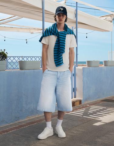 Skater denim Bermuda shorts — Light blue 1