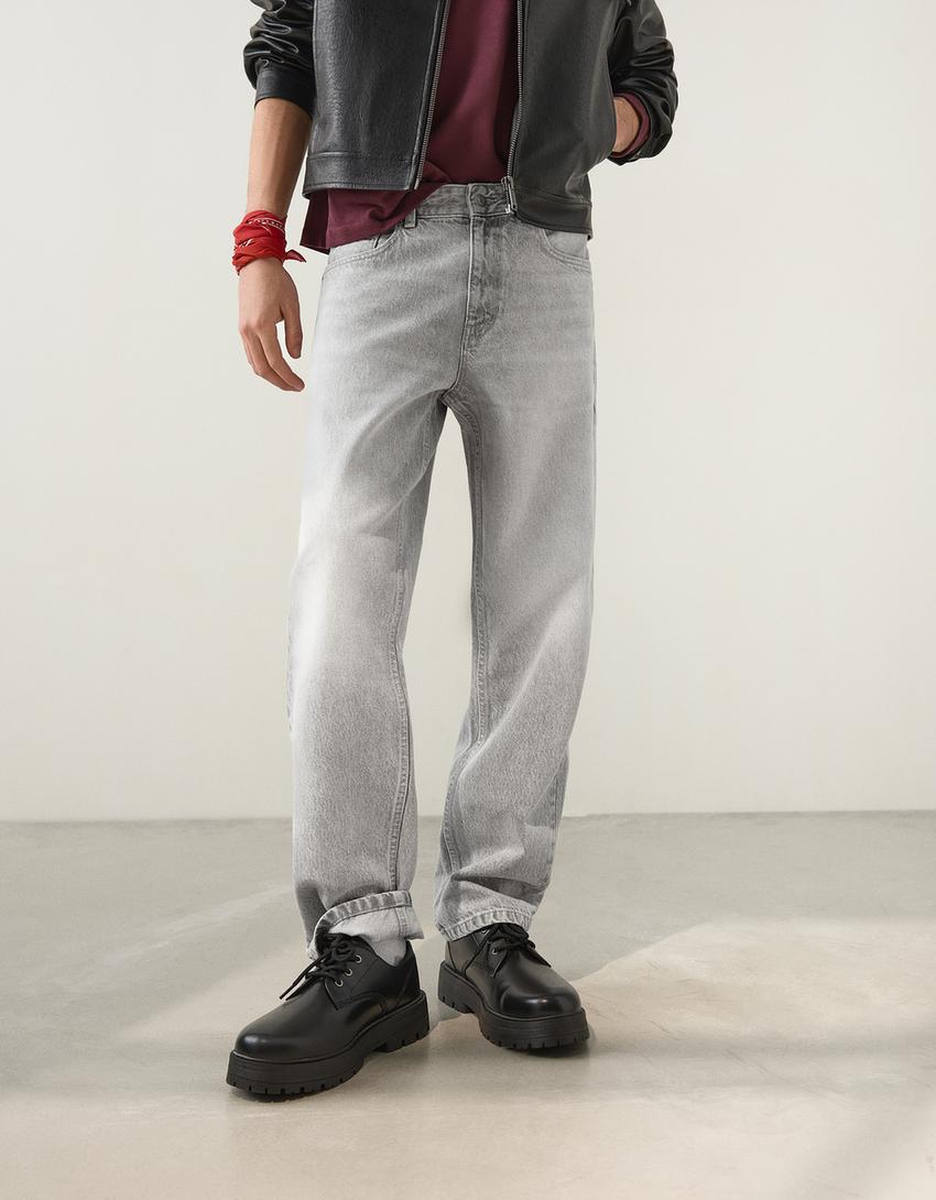 Straight fit jeans-Grijs