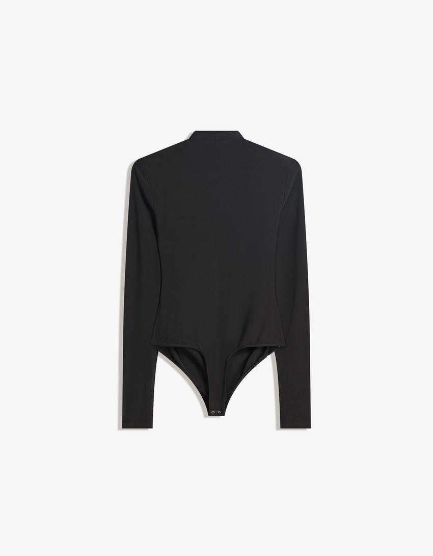 Body manches longues col montant-Noir