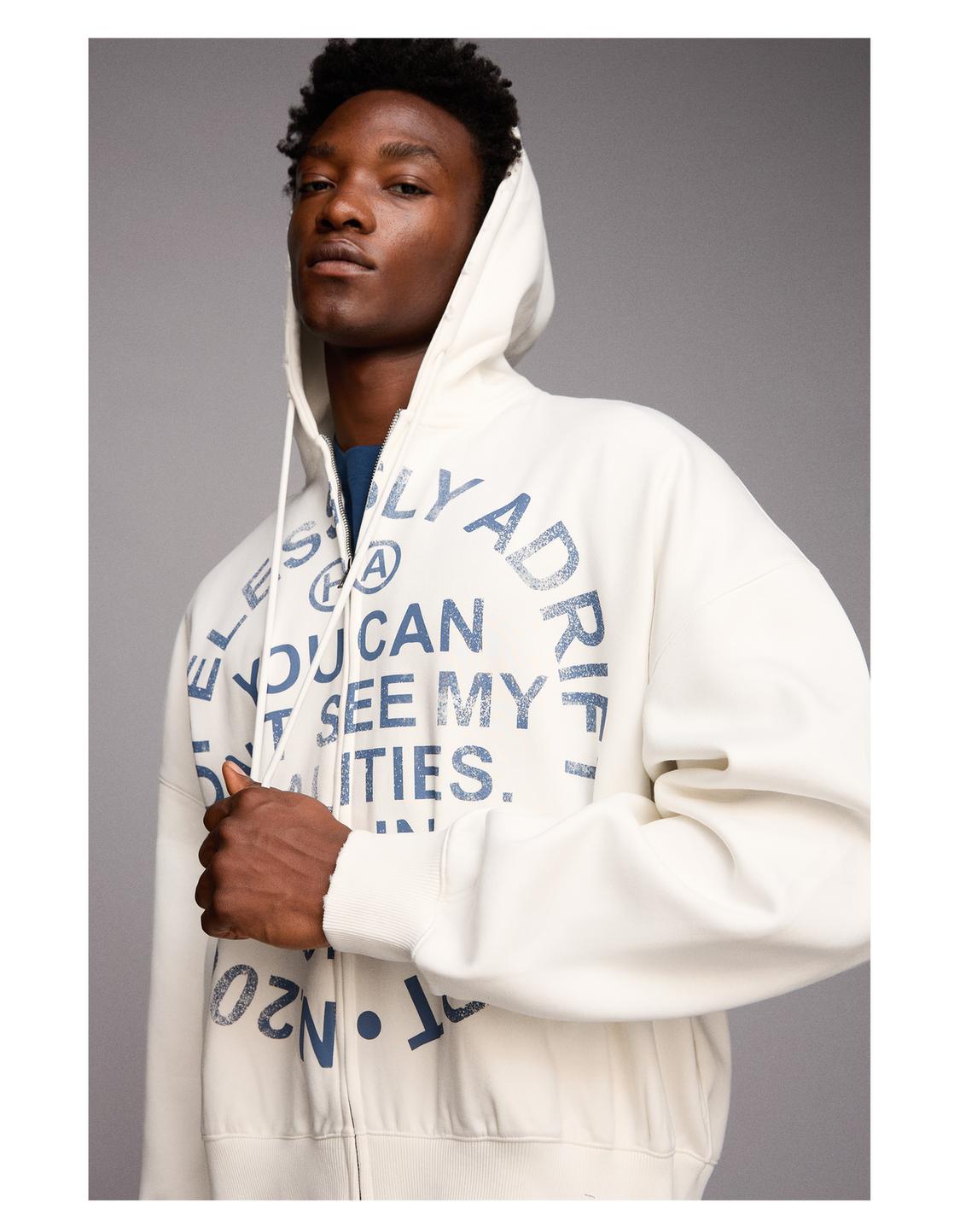 Printed sweatshirt with zip
